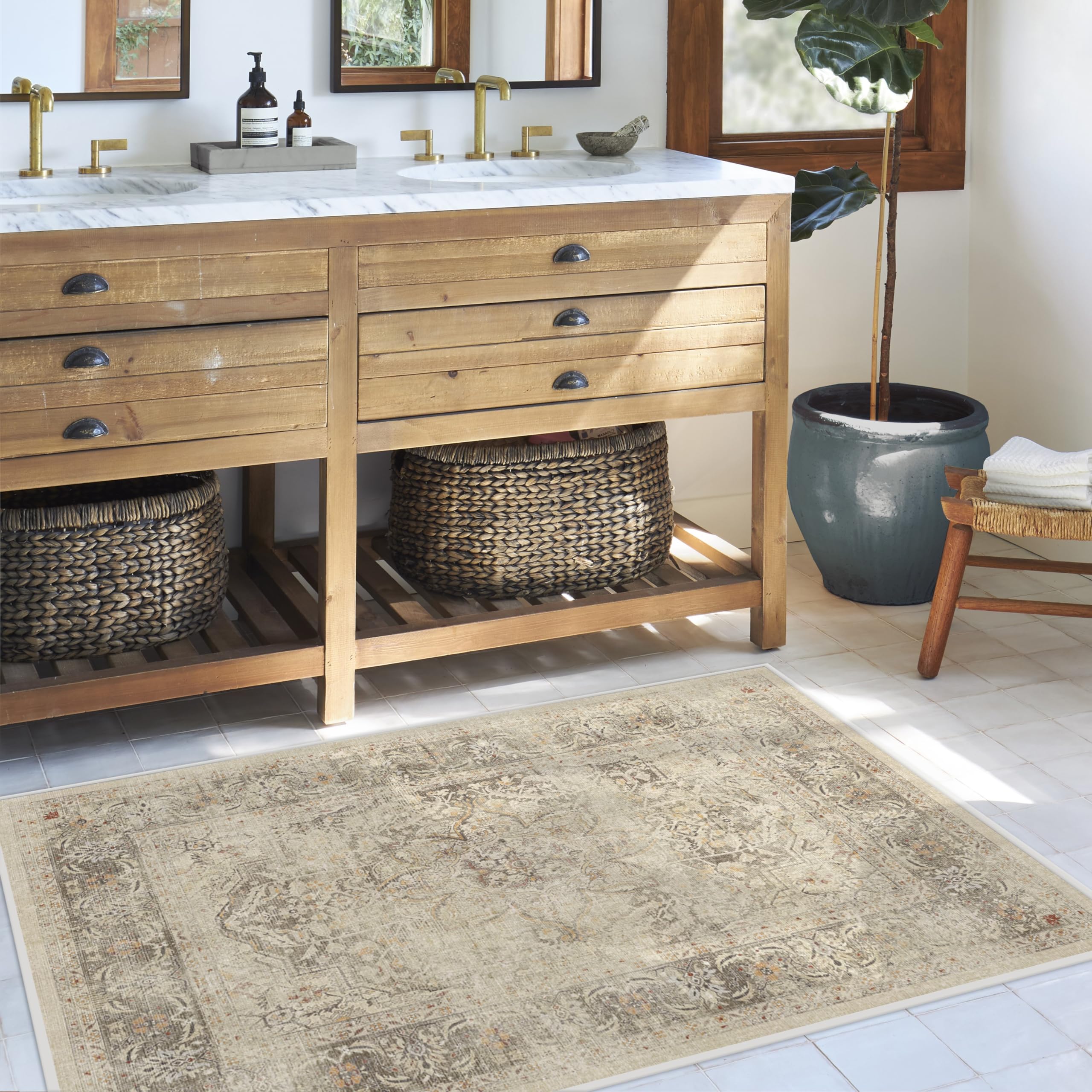 RUGGABLE – Sarrah Blue Quartz – Machine Washable Runner Rug – Pet & Child Friendly – Stain & Water Resistant – Non-Slip – 2.5&
