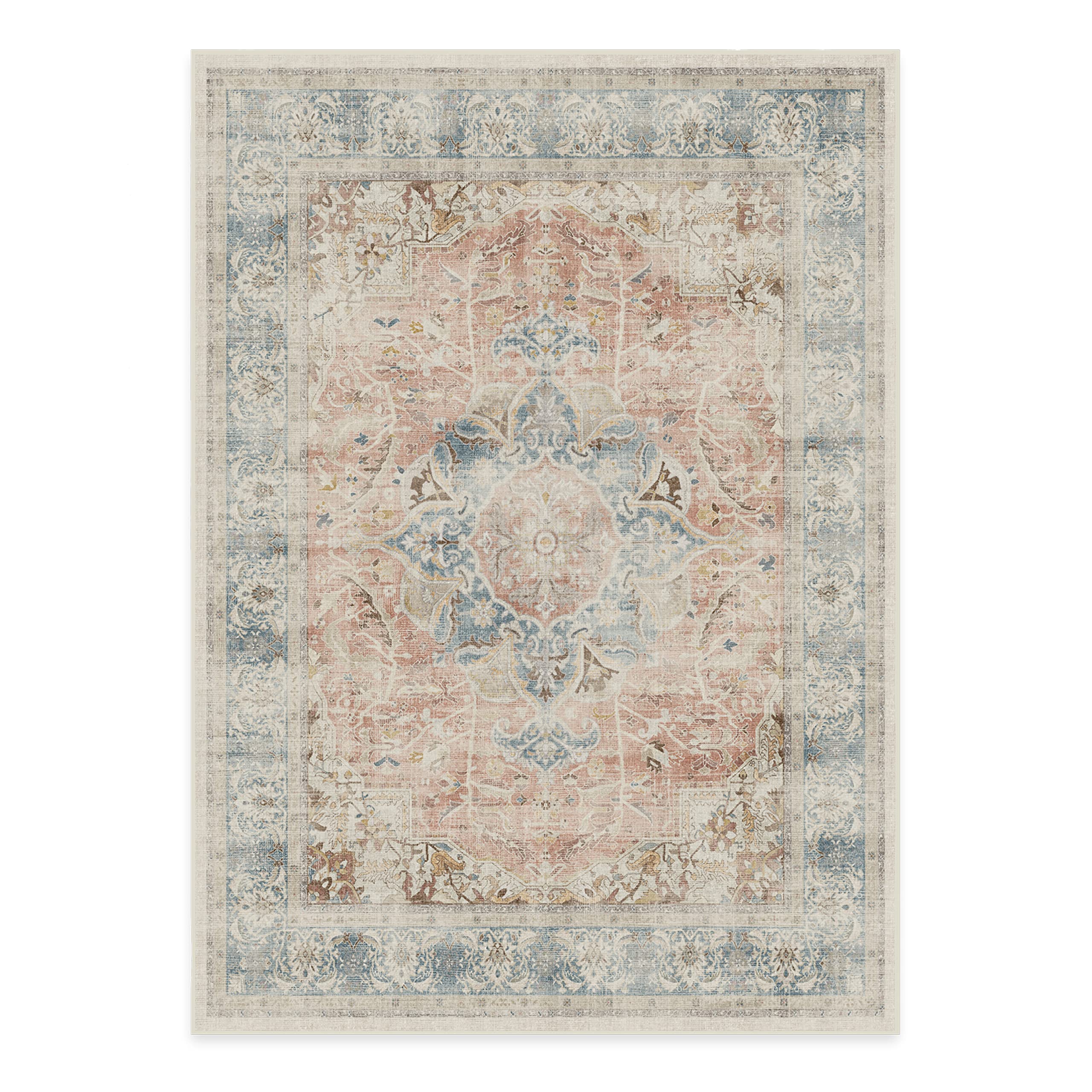 RUGGABLE – Sarrah Blue Quartz – Machine Washable Runner Rug – Pet & Child Friendly – Stain & Water Resistant – Non-Slip – 2.5&