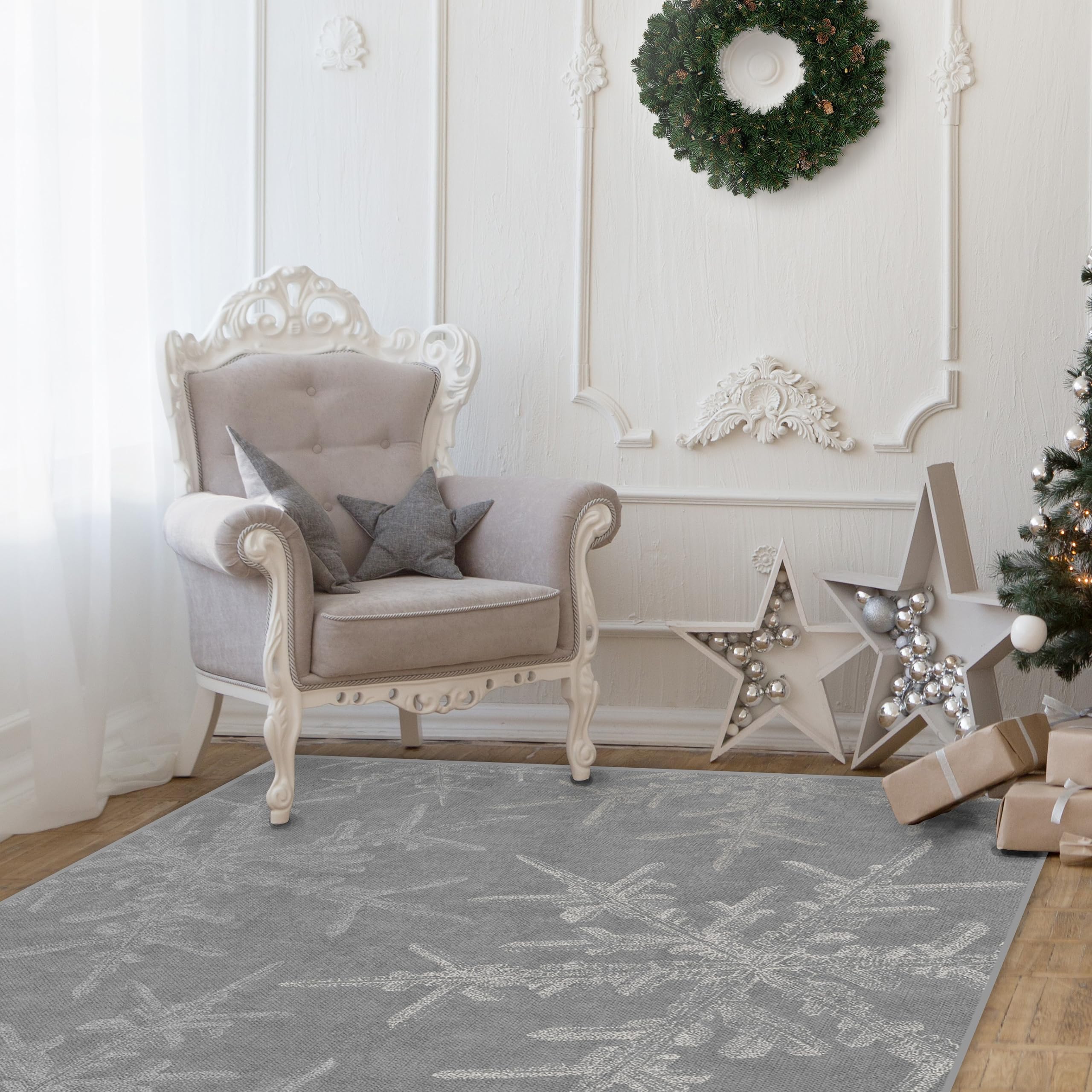 RUGGABLE Winter Plaid Washable Rug - Perfect Holiday Area Rug for Living Room Bedroom Kitchen - Pet & Child Friendly - Stain & Water Resistant - Dress Stewart Tartan Plaid 3&