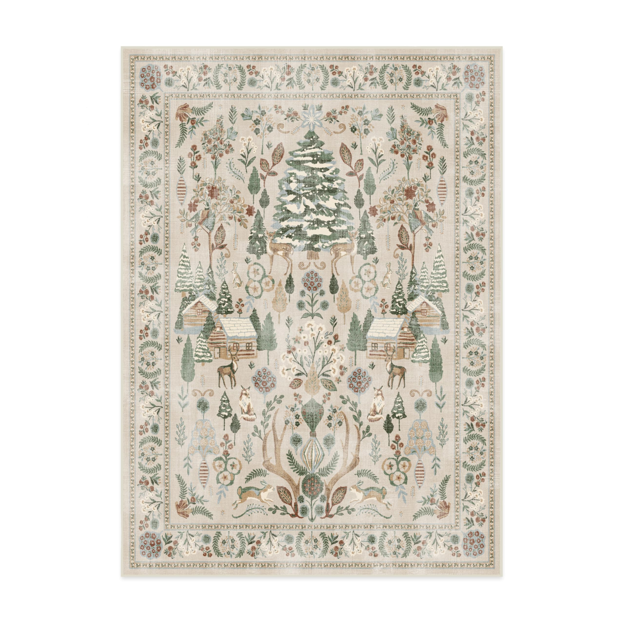 RUGGABLE Winter Plaid Washable Rug - Perfect Holiday Area Rug for Living Room Bedroom Kitchen - Pet & Child Friendly - Stain & Water Resistant - Dress Stewart Tartan Plaid 3&