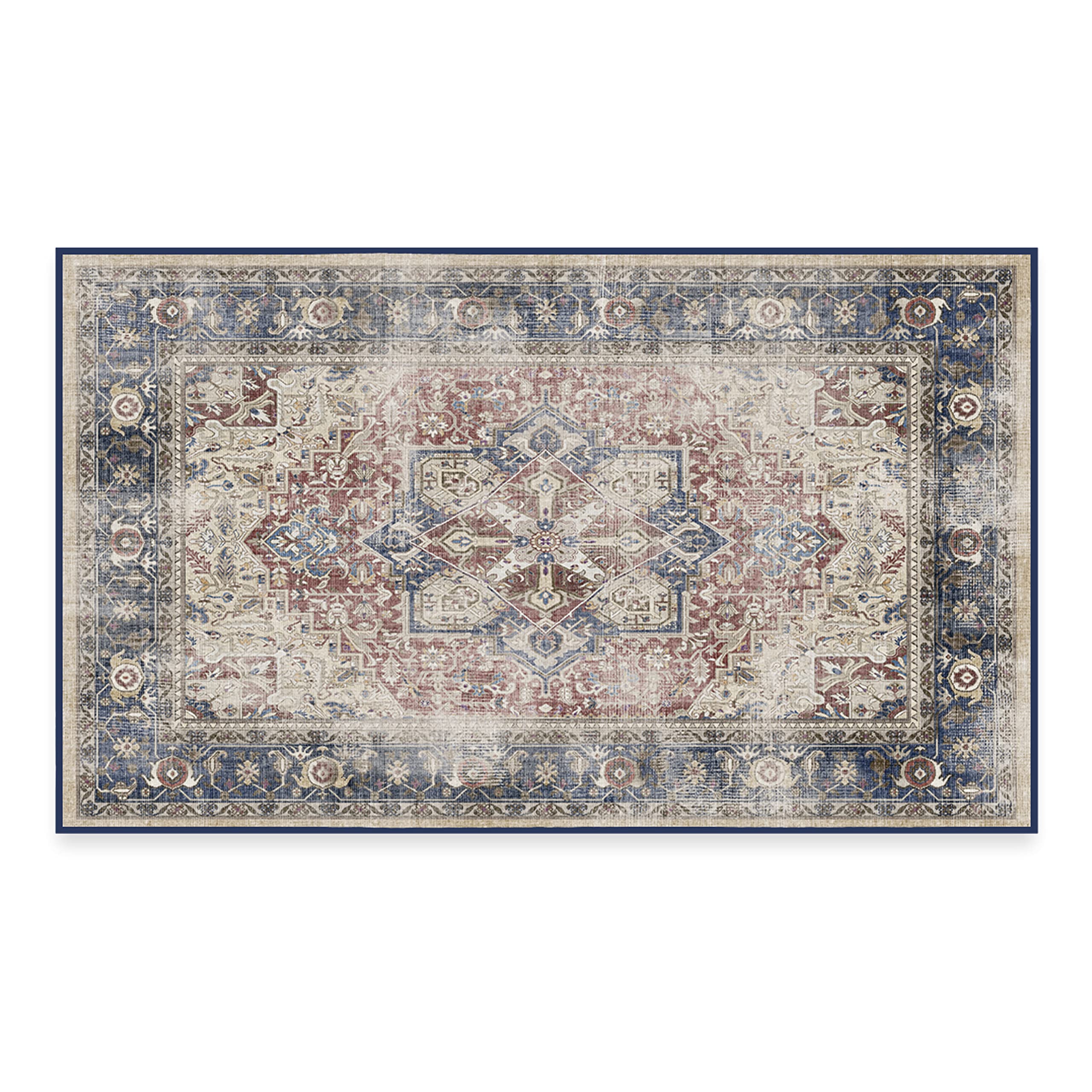 RUGGABLE Kamran Washable Rug - Perfect Vintage Area Rug for Living Room Bedroom Kitchen - Pet & Child Friendly - Stain & Water Resistant - Hazel 5&