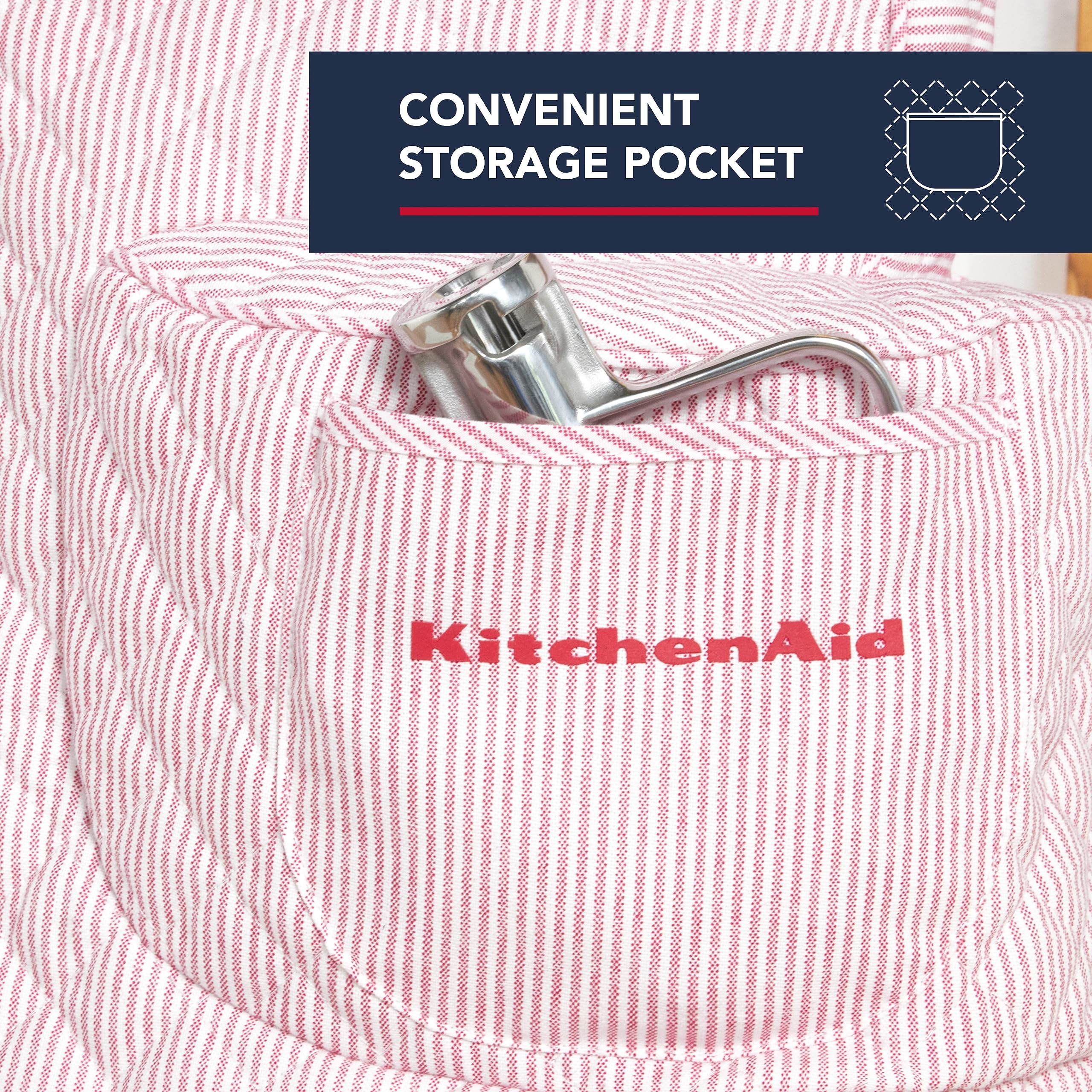 KITCHENAID Fitted Tilt-Head Solid Stand Mixer Cover with Storage Pocket, Quilted 100% Cotton, Milkshake, 14.4"x18"x10"