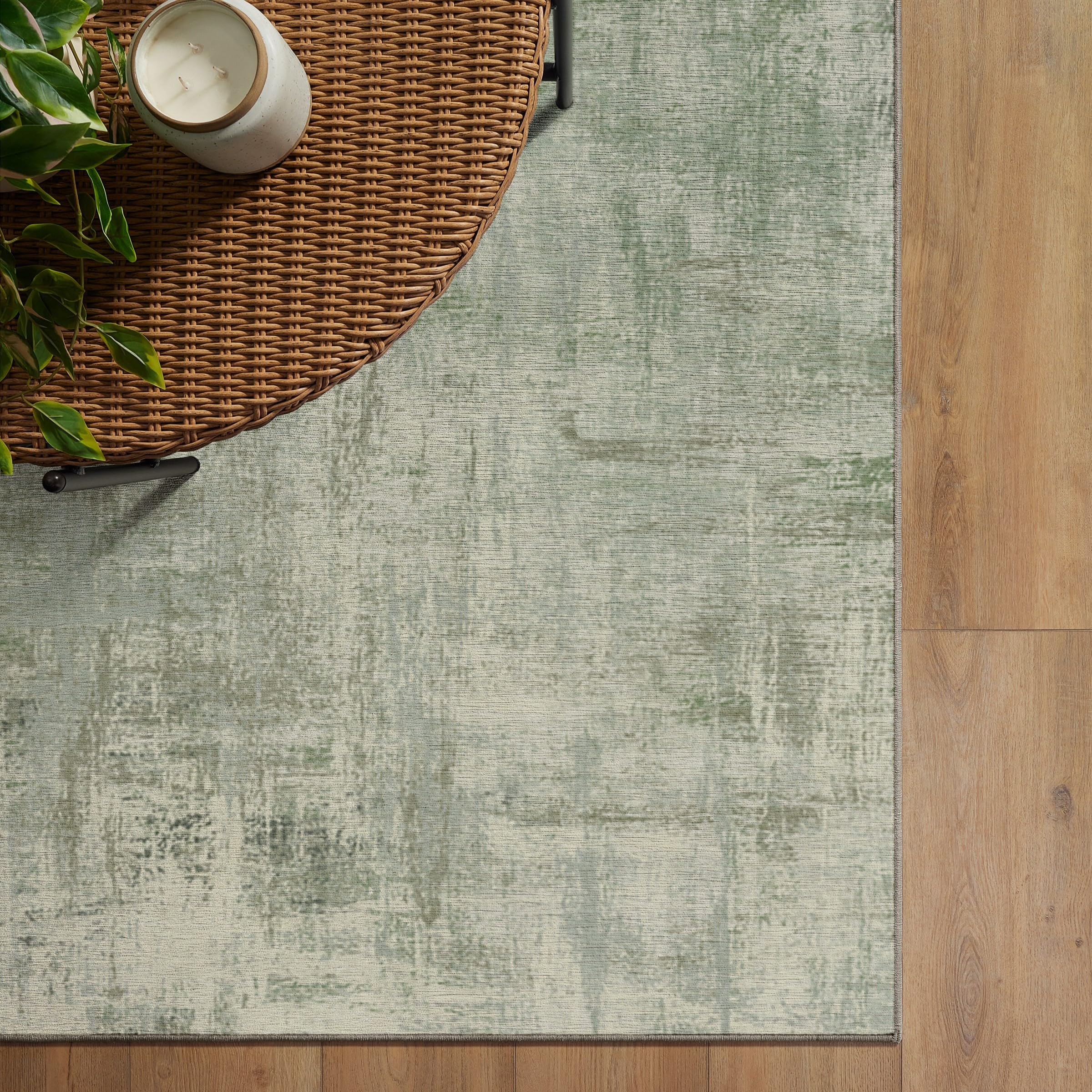 RUGGABLE Impasto Washable Rug - Perfect Modern Area Rug for Living Room Bedroom Kitchen - Non-Slip, Pet & Child Friendly, Stain & Water Resistant - Durable - Sage Green 3&