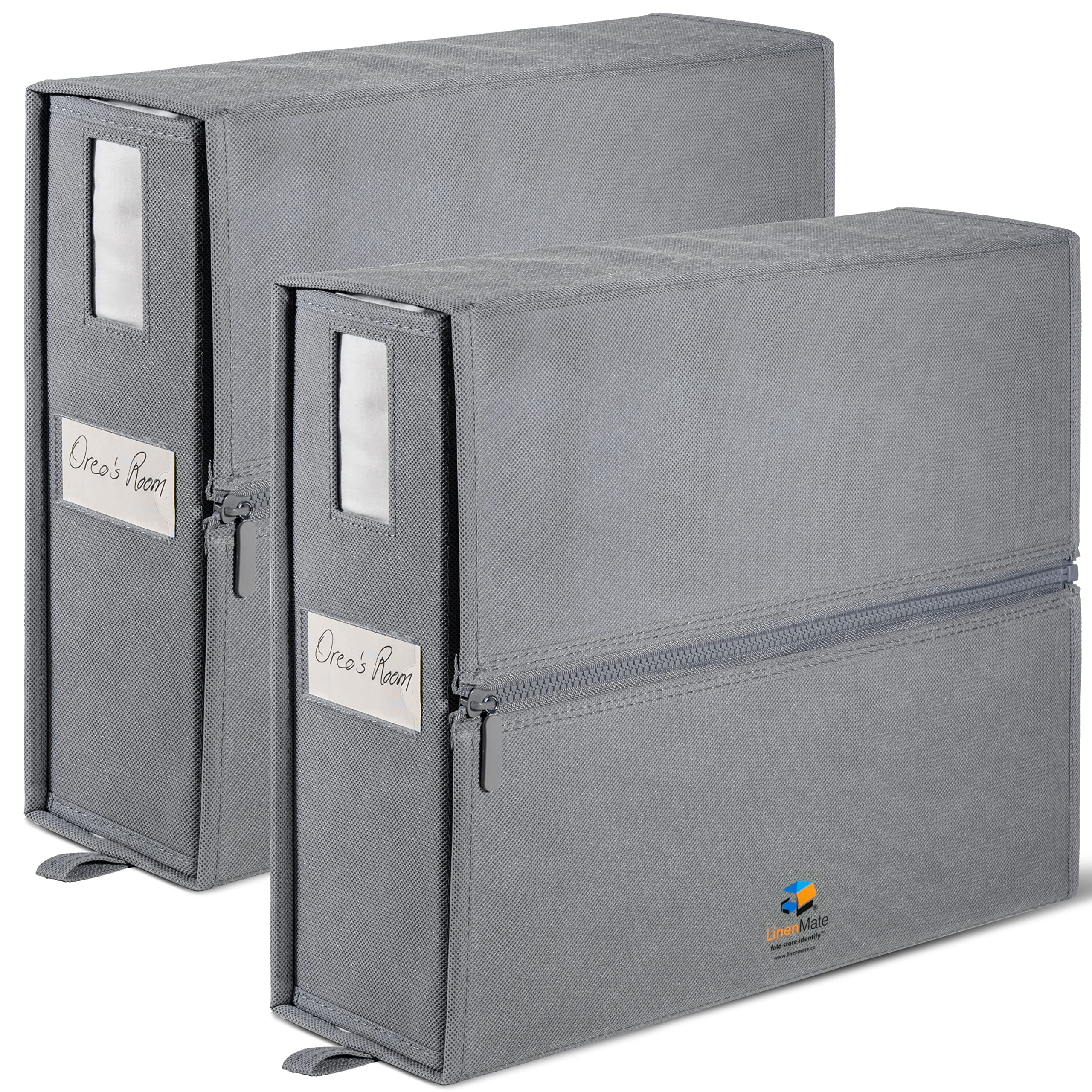 The Original Linen Storage Container, 2-Pack (Queen/King Size, Ivory)