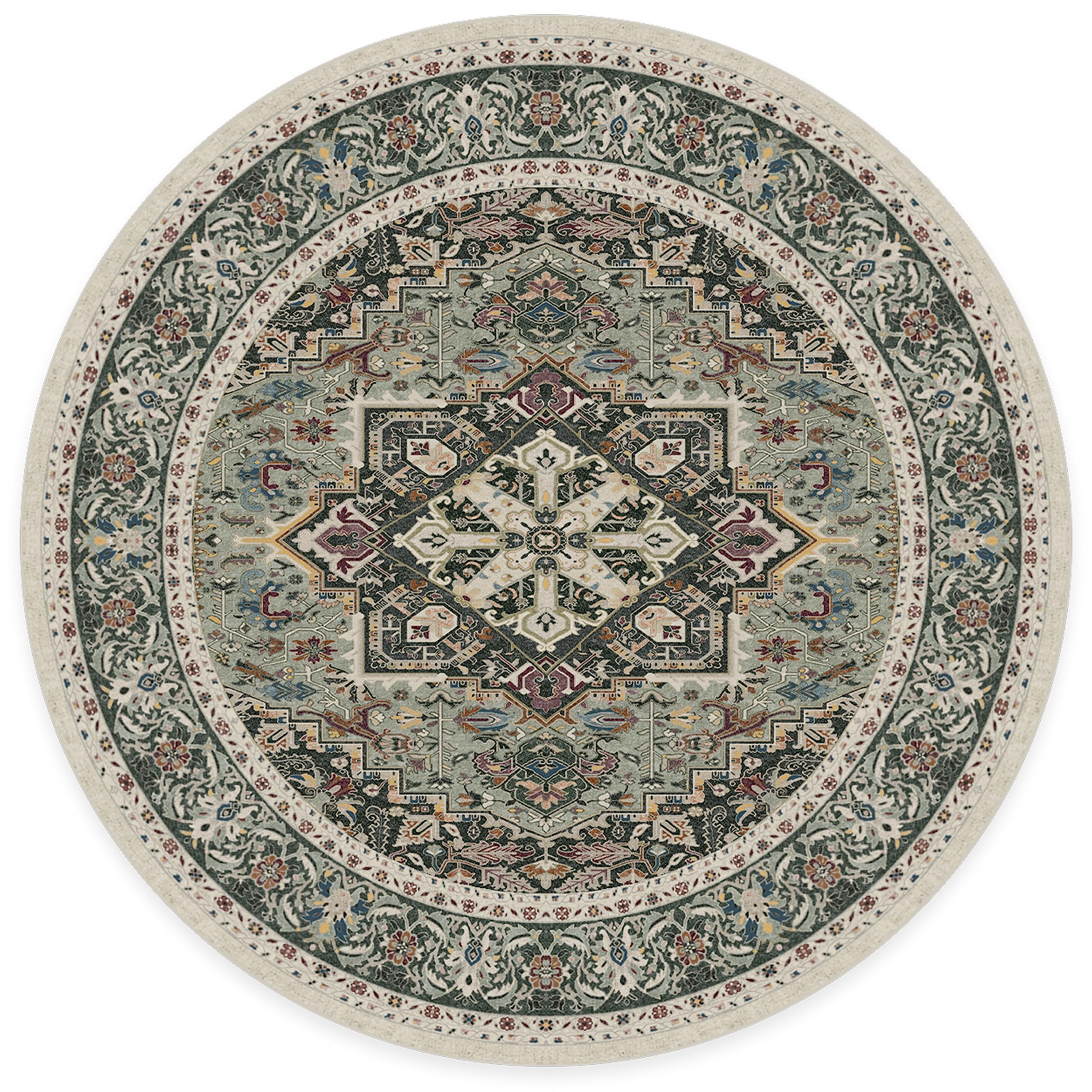 RUGGABLE Hendesi Heriz Washable Rug - Perfect Antique Vintage Area Rug for Living Room Bedroom Kitchen - Pet & Child Friendly - Stain & Water Resistant, Non-Slip - Abalone 2&