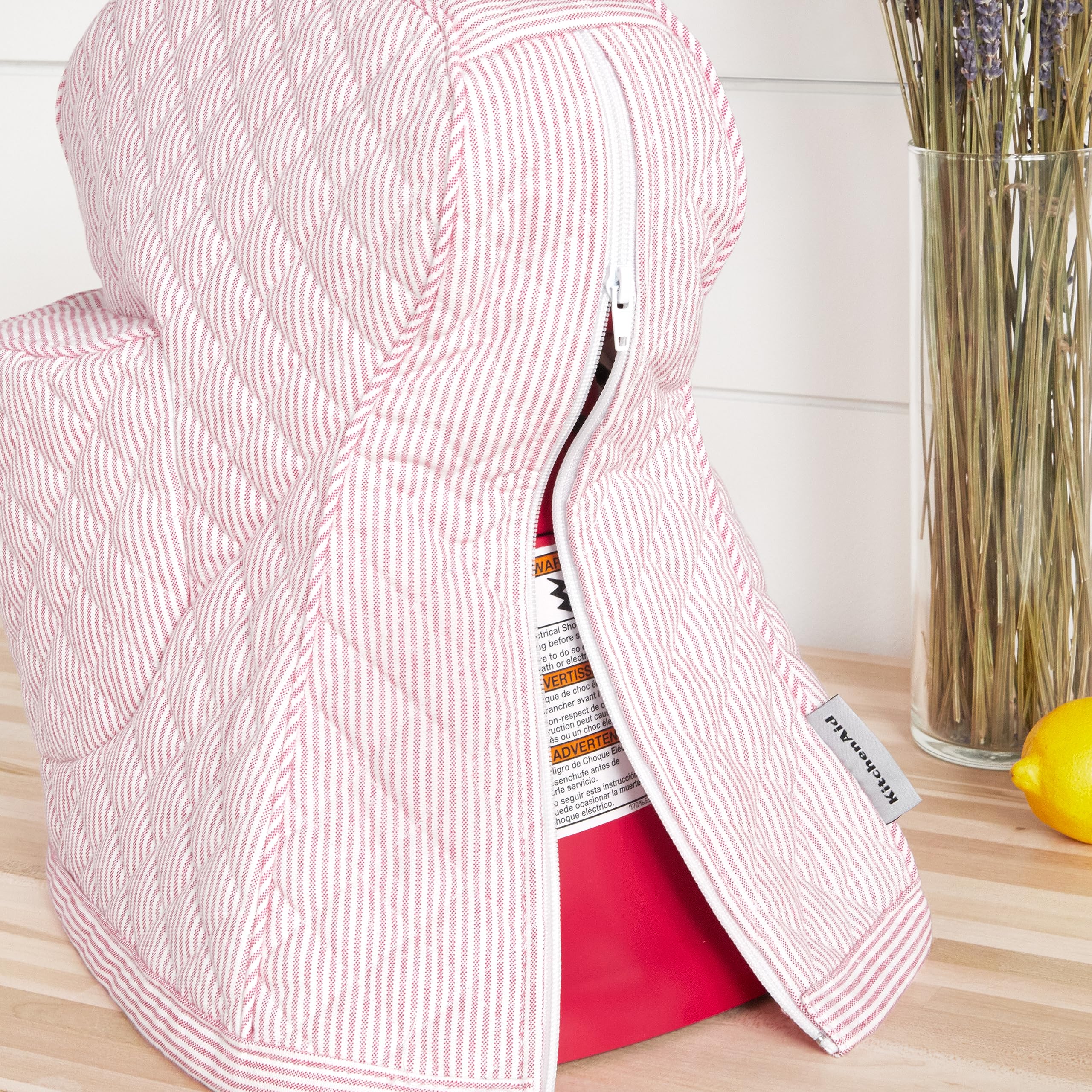 KITCHENAID Fitted Tilt-Head Solid Stand Mixer Cover with Storage Pocket, Quilted 100% Cotton, Milkshake, 14.4"x18"x10"