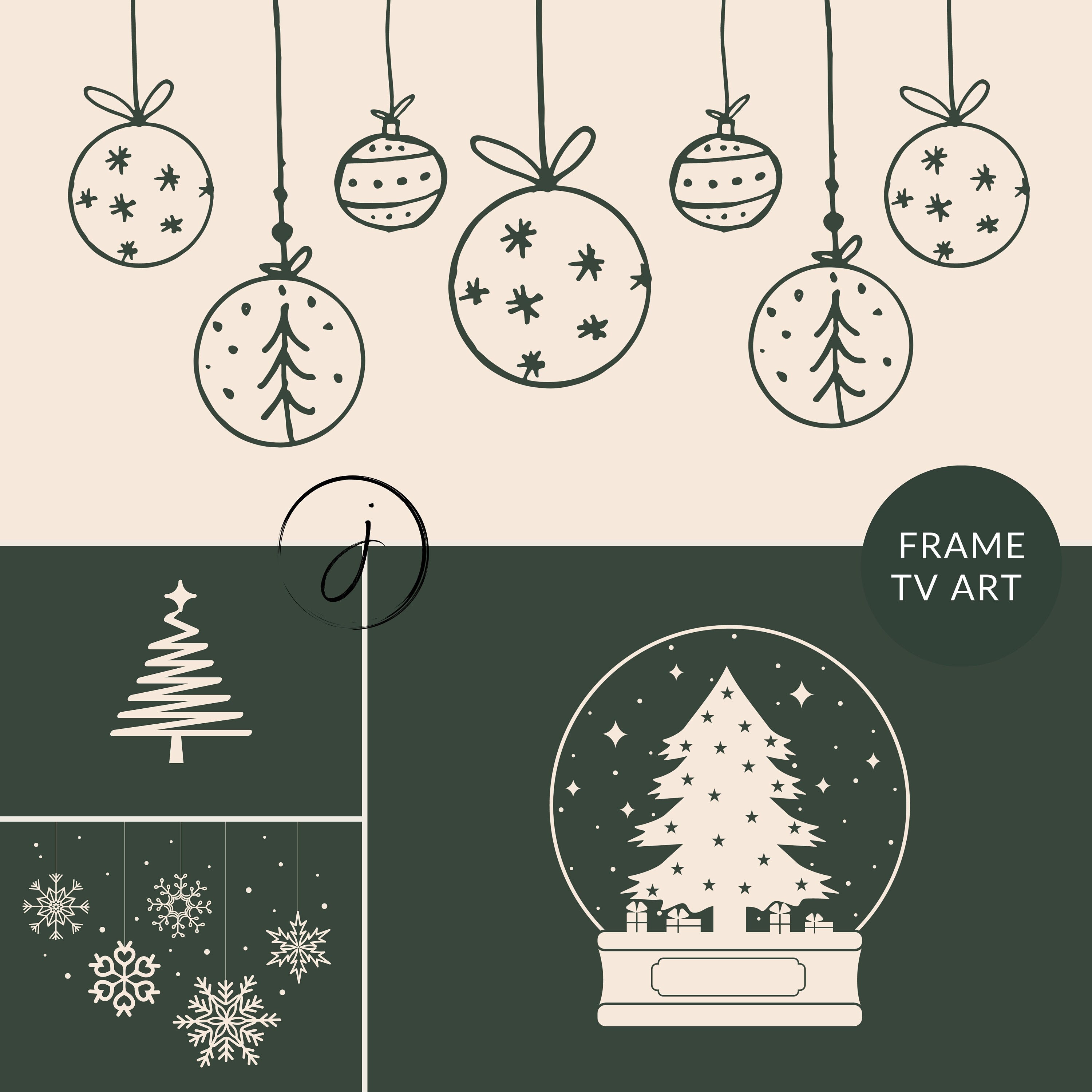 Simple Minimalist Christmas Digital Art for Samsung Frame TV | Modern Neutral | Festive Winter Painting