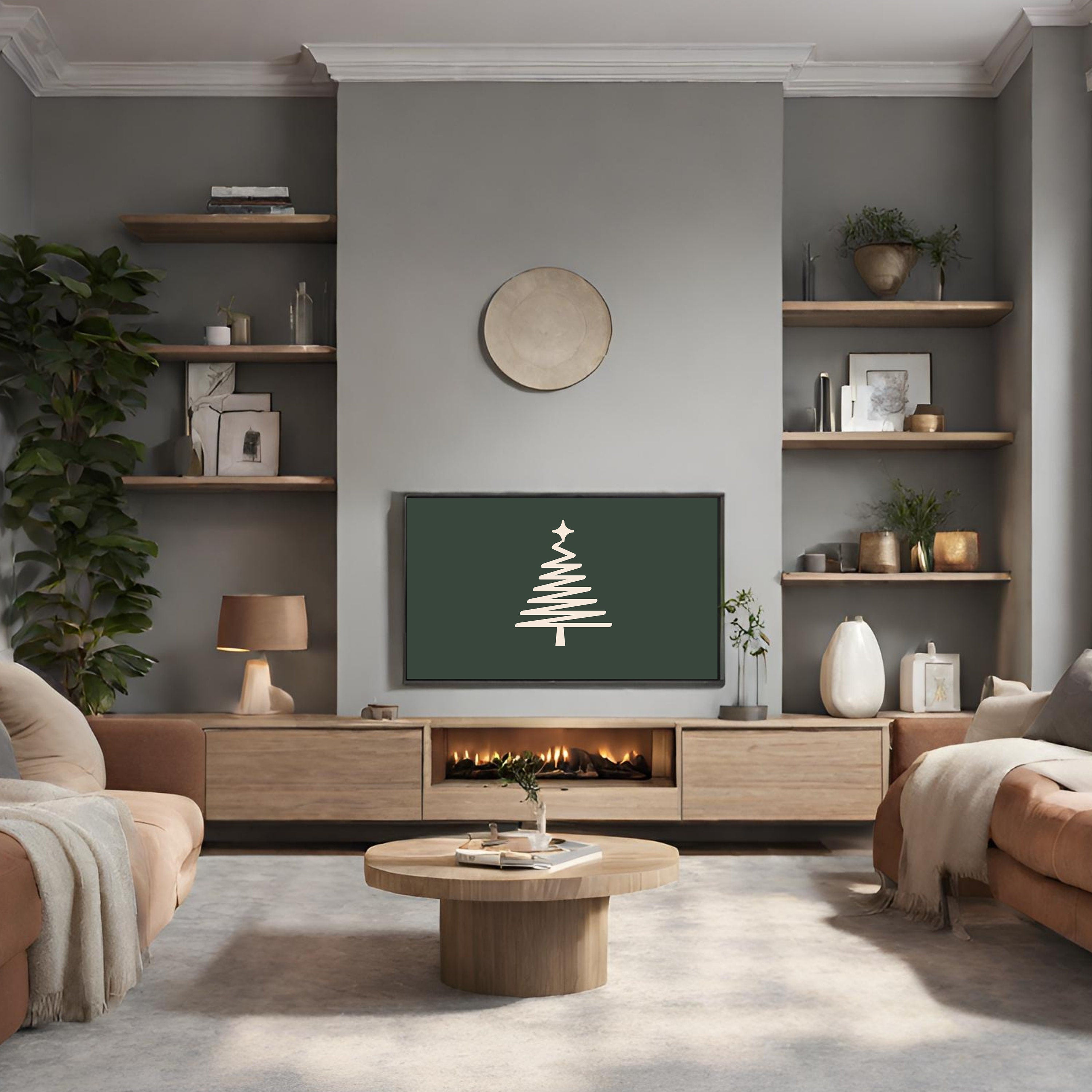 Simple Minimalist Christmas Digital Art for Samsung Frame TV | Modern Neutral | Festive Winter Painting