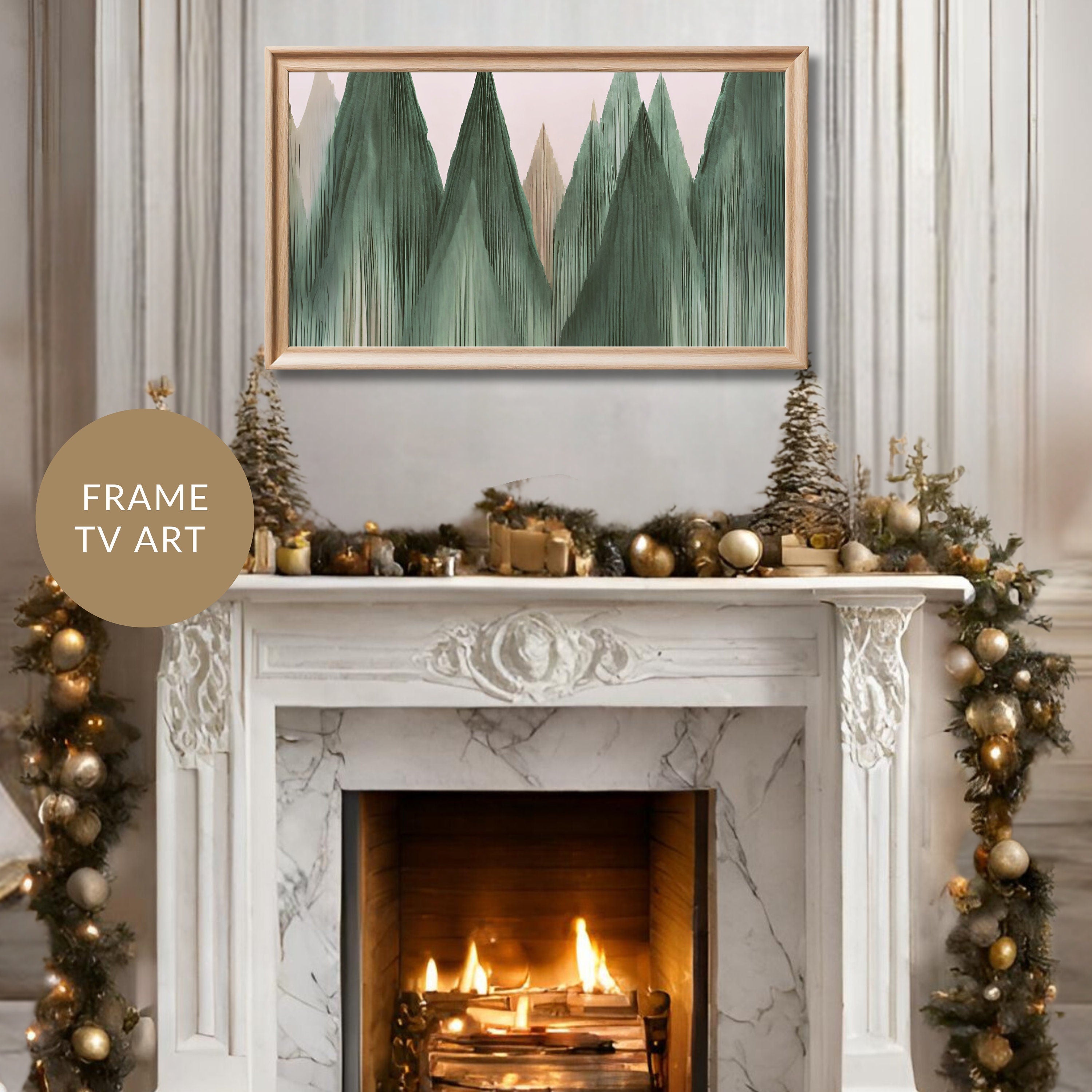 Abstract Winter Art for Samsung Frame TV Art | Abstract 3D Painting | Holiday Digital Art | Winter Decor | Nordic Mountains | Joya Designs