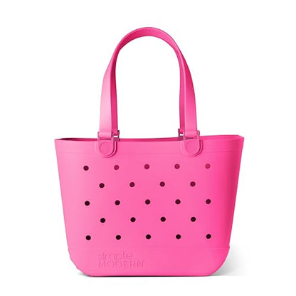 Simple Modern Beach Bag Rubber Tote | Waterproof Medium Tote Bag with Zipper Pocket for Pool, Groceries, Sports | Gifts For Women | Getaway Bag Collection | Almond Birch