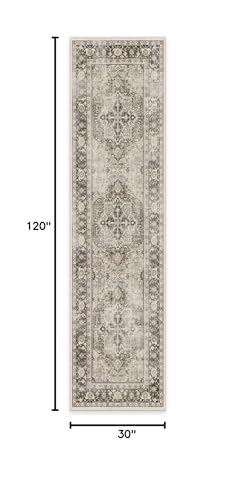 RUGGABLE Kamran Washable Rug - Perfect Vintage Area Rug for Living Room Bedroom Kitchen - Pet &amp; Child Friendly - Stain &amp; Water Resistant - Hazel 5&