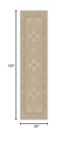 RUGGABLE Maral Heriz Washable Rug - Perfect Vintage Area Rug for Living Room Bedroom Kitchen - Pet &amp; Child Friendly - Stain &amp; Water Resistant - Creme 3&