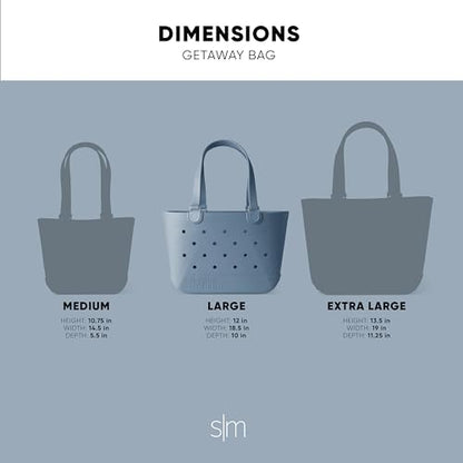 Simple Modern Beach Bag Rubber Tote | Waterproof Medium Tote Bag with Zipper Pocket for Pool, Groceries, Sports | Gifts For Women | Getaway Bag Collection | Almond Birch
