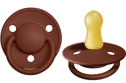 BIBS De Lux Baby Pacifier 2-Pack | Made in Denmark | BPA Free Dummy Soother, Round Nipple. Natural Rubber Latex, Size 2 (6-18 Months), Vanilla/Dark Oak