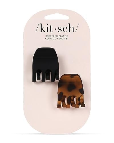 Kitsch Small Hair Clips for Women, Recycled Plastic Small Claw Clips &amp; Mini Claw Clips for Hair, Mini Hair Clips for Thin Hair, Tiny Jaw Clip for Hair, 16 pcs (Tortoise &amp; Black)