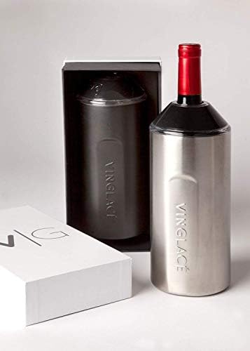 Vinglacé Wine Bottle Chiller- Portable Champagne Insulator- Stainless Steel Wine Cooler Sleeve, White