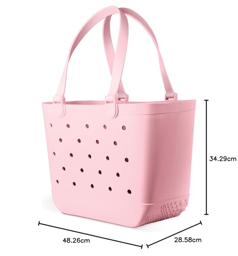 Simple Modern Beach Bag Rubber Tote | Waterproof Medium Tote Bag with Zipper Pocket for Pool, Groceries, Sports | Gifts For Women | Getaway Bag Collection | Almond Birch