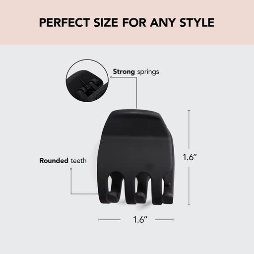 Kitsch Small Hair Clips for Women, Recycled Plastic Small Claw Clips &amp; Mini Claw Clips for Hair, Mini Hair Clips for Thin Hair, Tiny Jaw Clip for Hair, 16 pcs (Tortoise &amp; Black)