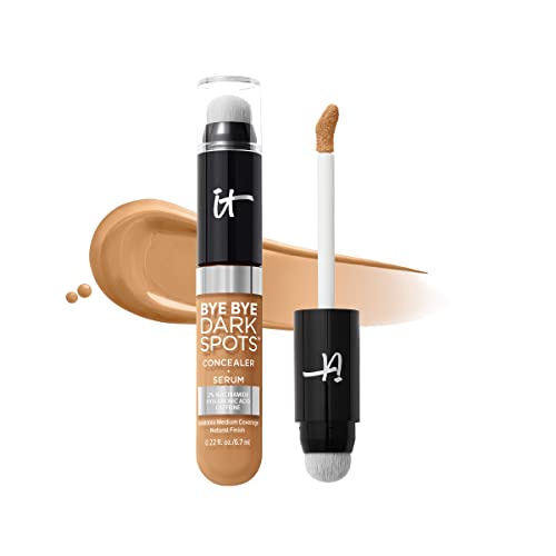 IT Cosmetics Bye Bye Dark Spots Concealer + Brightening Serum – 2% Niacinamide, Hyaluronic Acid &amp; Caffeine - Medium Coverage, Natural Finish, All Skin Types - 0.22 fl oz