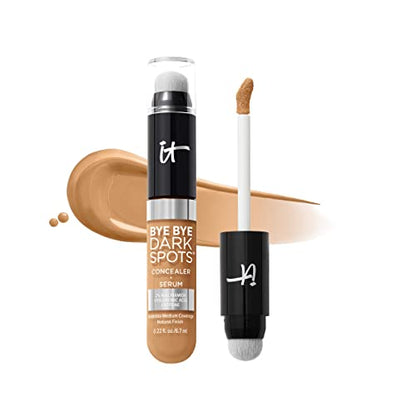 IT Cosmetics Bye Bye Dark Spots Concealer + Brightening Serum – 2% Niacinamide, Hyaluronic Acid &amp; Caffeine - Medium Coverage, Natural Finish, All Skin Types - 0.22 fl oz
