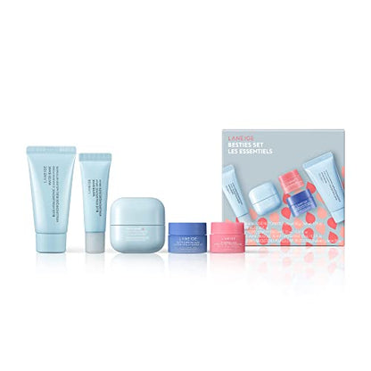 LANEIGE Icons To Go &amp; Besties Set: Water Bank Cream, Cream Skin, Water Sleeping Mask, Lip Sleeping Mask, Hyaluronic Acid, Squalane, Coconut Oil, Vitamin C, Travel Friendly