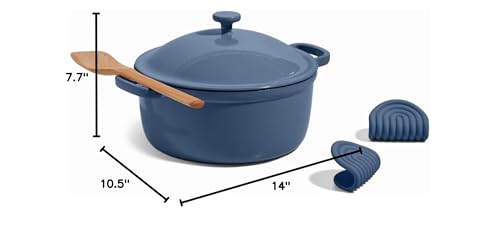 Our Place Cast Iron Perfect Pot | 6-in-1 Multifunctional 5.5 Qt. Toxin-Free Enameled Dutch Oven with Self-Basting Lid | Hot Grips &amp; Beechwood Scraper | Induction Cooktop and Oven Safe | Spice