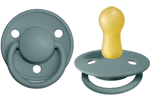 BIBS De Lux Baby Pacifier 2-Pack | Made in Denmark | BPA Free Dummy Soother, Round Nipple. Natural Rubber Latex, Size 2 (6-18 Months), Vanilla/Dark Oak