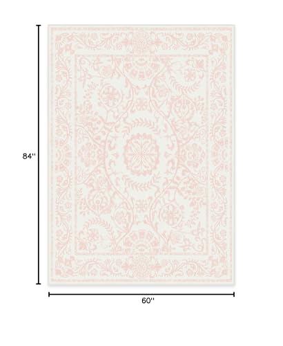 RUGGABLE Washable 2x3 Area Rug, Delphina Delft Blue, Premium Vintage Rugs for Living Room, Bedroom, Kitchen, Office, Classroom with Gripper Non Slip Pad