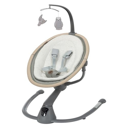 Maxi-Cosi Cassia Baby Swing, infant swing, automatic motion sensor, music, toys, recline, portable, 360 degree rotation, lightweight &amp; foldable, Horizon Sand