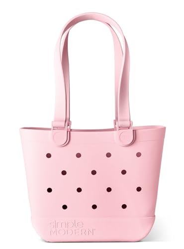 Simple Modern Beach Bag Rubber Tote | Waterproof Medium Tote Bag with Zipper Pocket for Pool, Groceries, Sports | Gifts For Women | Getaway Bag Collection | Almond Birch