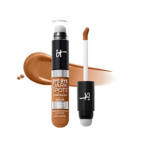 IT Cosmetics Bye Bye Dark Spots Concealer + Brightening Serum – 2% Niacinamide, Hyaluronic Acid &amp; Caffeine - Medium Coverage, Natural Finish, All Skin Types - 0.22 fl oz