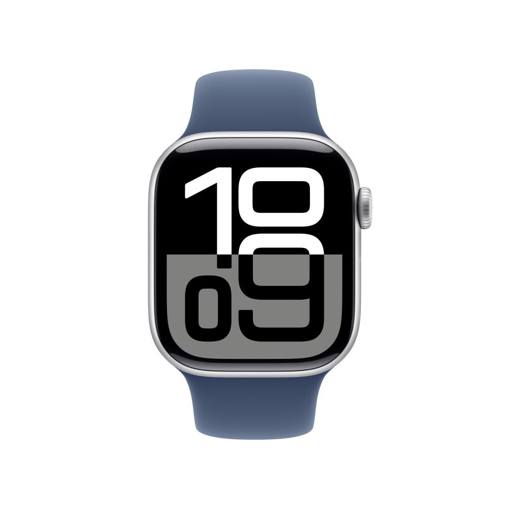 Apple Watch Series 10 [GPS 46mm] Smartwatch with Jet Black Aluminium Case with Black Sport Band. Fitness Tracker, ECG App, Always-On Retina Display, Water-Resistant