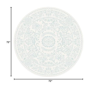 RUGGABLE Washable 2x3 Area Rug, Delphina Delft Blue, Premium Vintage Rugs for Living Room, Bedroom, Kitchen, Office, Classroom with Gripper Non Slip Pad