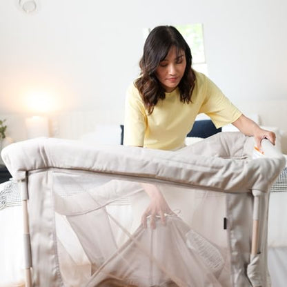 Maxi-Cosi Swift Baby Playpen with Mat, Baby Play Yards, Pack and Play with Bassinet - Portable Playpen for Babies and Toddlers, Classic Oat