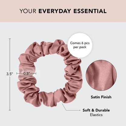 Kitsch 5 Count Velvet Hair Scrunchies for Women - Hair Ties for Thick Hair, Girls, Women, Cute Scrunchies, Soft Hair Accessories, Blush/Mauve