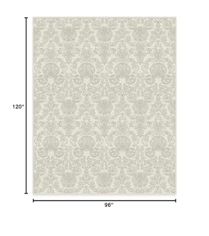 RUGGABLE Disney Traditional Mickey Mouse Washable Rug - Perfect Area Rug for Nursery Playroom Kids Room - Pet &amp; Child Friendly - Stain &amp; Water Resistant - Damask Grey 3&