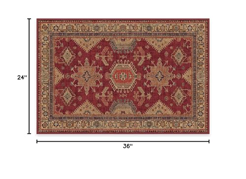 RUGGABLE – Cambria Ruby – Machine Washable Runner Rug – Pet &amp; Child Friendly – Stain &amp; Water Resistant – Non-Slip – 2.5&