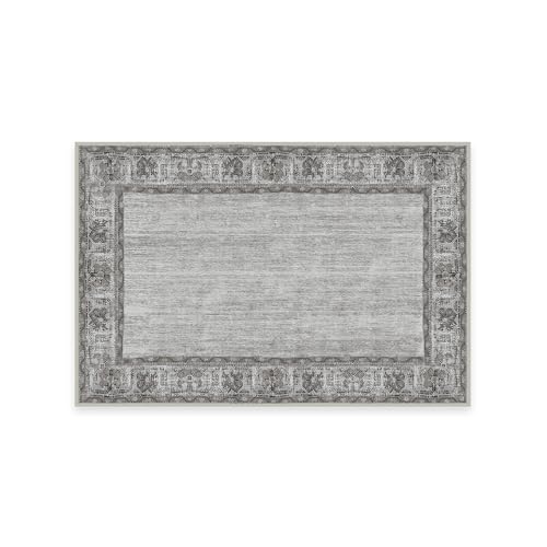 RUGGABLE Zinnia Runner Rug - Perfect Boho Washable Rug for Entryway Hallway Kitchen - Pet &amp; Child Friendly - Stain &amp; Water Resistant - Grey 2.5&