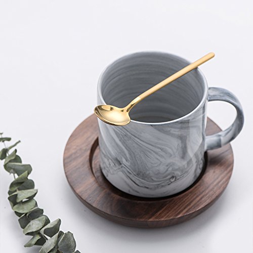 4 PCS Espresso Spoons 18/8 Stainless Steel, 5.2 Inches Vogue Mini Teaspoons Set for Stirring Coffee, Dessert Cake, Ice Cream, Soup, Antipasto Cappuccino, Frosted Handle, Sweejar（Gold）