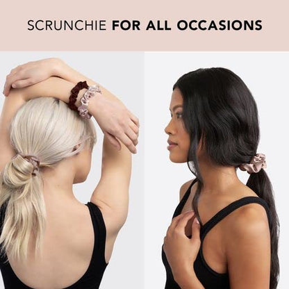 Kitsch Satin Hair Scrunchies for Women, Softer Than Silk Scrunchies for Hair, Satin Scrunchies for Girls, Satin Hair Ties for Women, Silk Hair Ties No Damage, Silk Ponytail Holders, 5 pcs (Cameo)