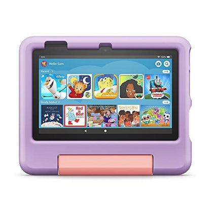 Amazon Fire 7 Kids tablet, ages 3-7. Top-selling 7&quot; kids tablet on Amazon - 2022 | ad-free content with parental controls included, 10-hr battery, 16 GB, Purple