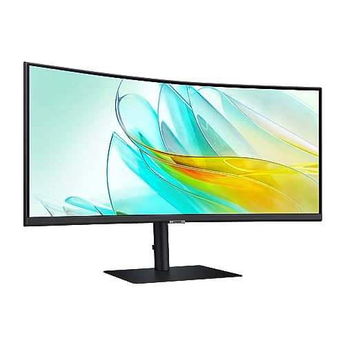SAMSUNG 34-Inch ViewFinity S65TC Series Ultra-WQHD 1000R Curved Computer Monitor, HDR10, 100Hz, AMD FreeSync, Thunderbolt 4, Height Adjustable Stand, Built-in Speakers, Eye Care, LS34C650TANXGO, 2024