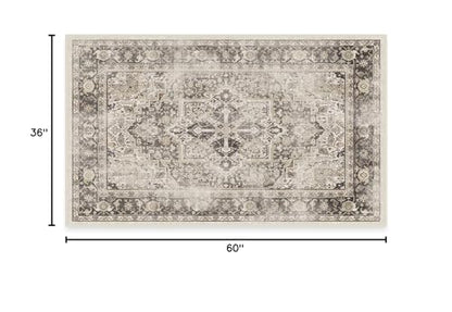 RUGGABLE Kamran Washable Rug - Perfect Vintage Area Rug for Living Room Bedroom Kitchen - Pet &amp; Child Friendly - Stain &amp; Water Resistant - Hazel 5&