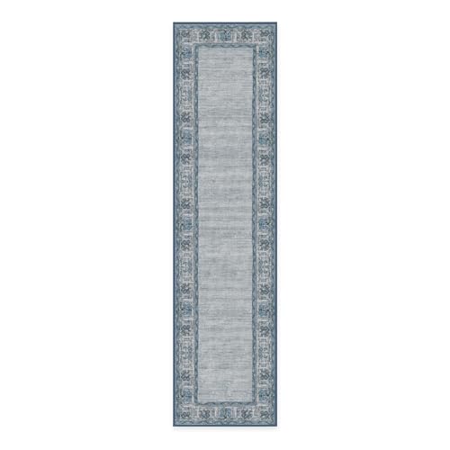 RUGGABLE Zinnia Runner Rug - Perfect Boho Washable Rug for Entryway Hallway Kitchen - Pet &amp; Child Friendly - Stain &amp; Water Resistant - Grey 2.5&