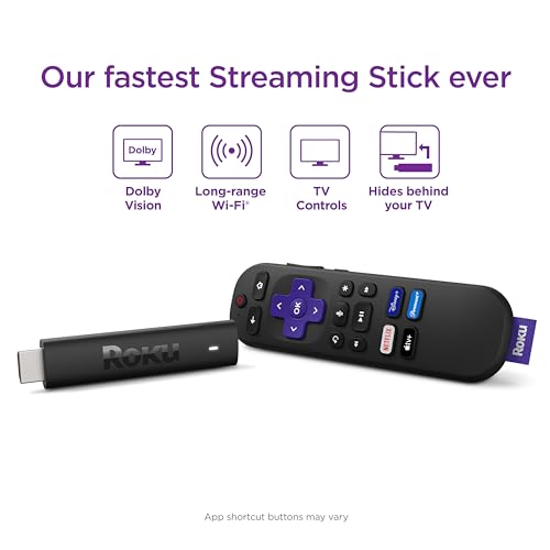 Roku Streaming Stick 4K | Portable Roku Streaming Device 4K/HDR/Dolby Vision, Roku Voice Remote, Free &amp; Live TV
