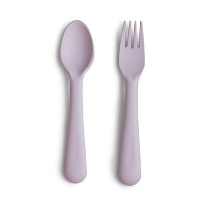 mushie Flatware Fork and Spoon Set for Kids | Made in Denmark (Sage)