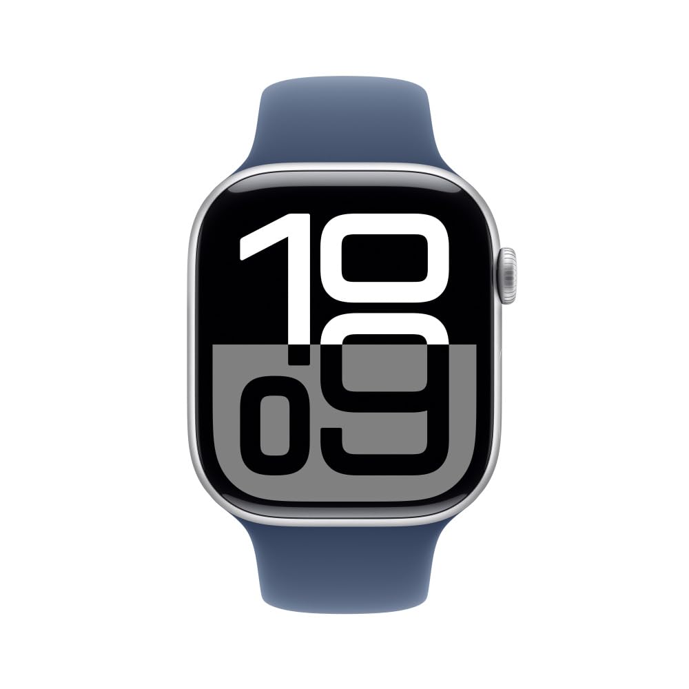 Apple Watch Series 10 [GPS 46mm] Smartwatch with Jet Black Aluminium Case with Black Sport Band. Fitness Tracker, ECG App, Always-On Retina Display, Water-Resistant