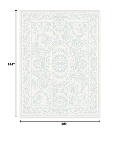 RUGGABLE Washable 2x3 Area Rug, Delphina Delft Blue, Premium Vintage Rugs for Living Room, Bedroom, Kitchen, Office, Classroom with Gripper Non Slip Pad