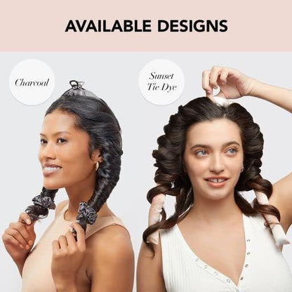 Kitsch Satin Heatless Curling Set for No-Heat Soft Curls | Overnight Hair Curlers &amp; Curling Rod Headband, Frizz-Free Styling | Gentle Rollers for All Hair Types - 1 Pack (Charcoal)