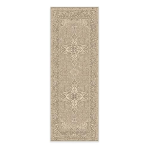 RUGGABLE Maral Heriz Washable Rug - Perfect Vintage Area Rug for Living Room Bedroom Kitchen - Pet &amp; Child Friendly - Stain &amp; Water Resistant - Creme 3&